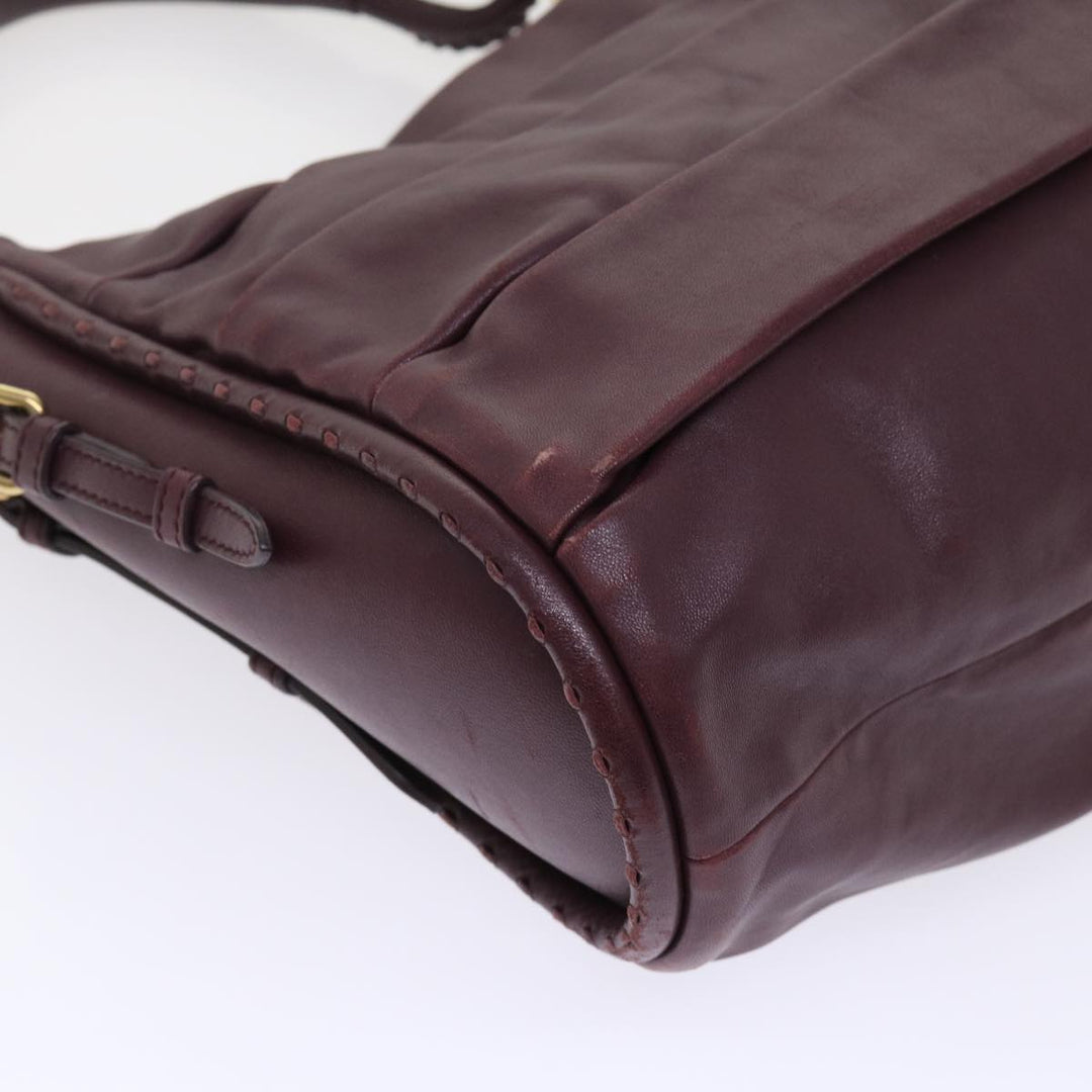 CHRISTIAN Top quality Dior Hobo Shoulder Bag Leather Red 09-MA-0190 Auth am4586