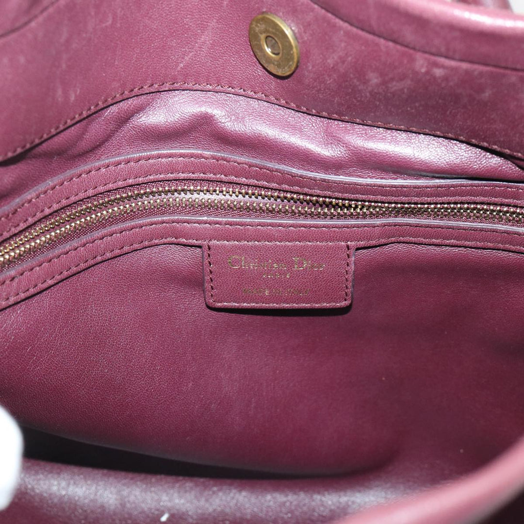CHRISTIAN Top quality Dior Hobo Shoulder Bag Leather Red 09-MA-0190 Auth am4586