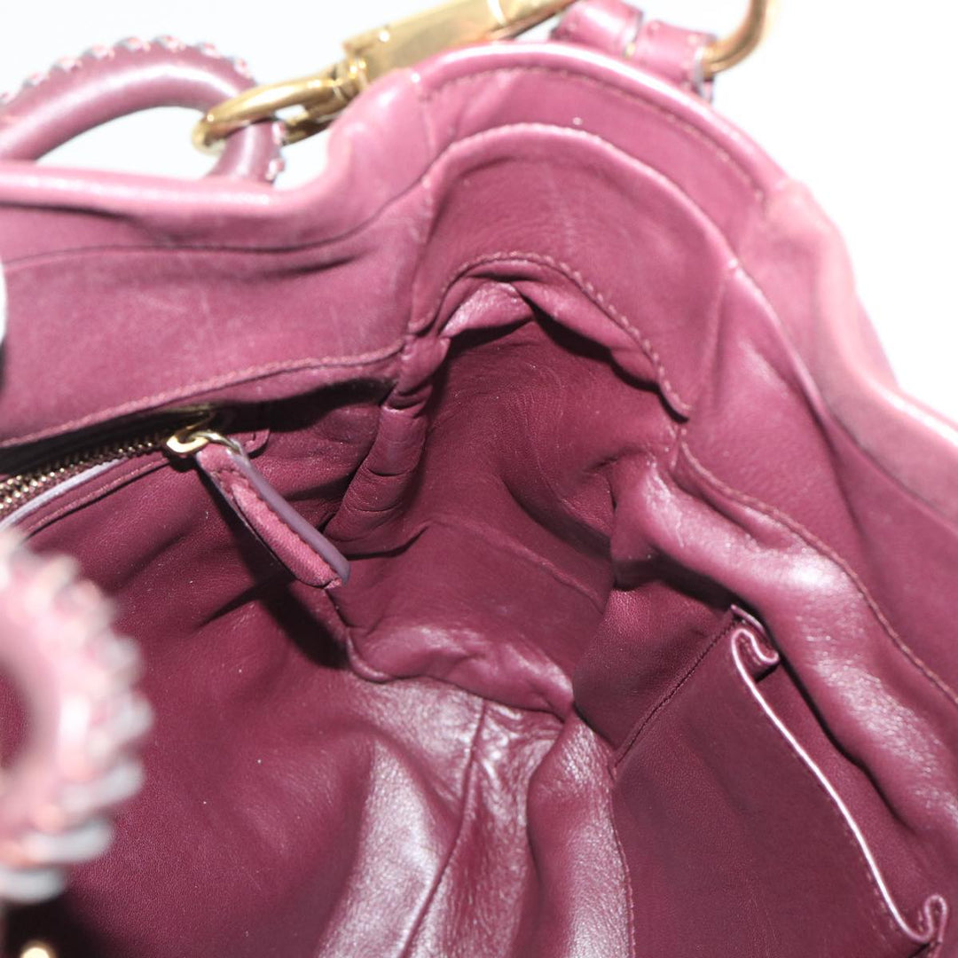 CHRISTIAN Top quality Dior Hobo Shoulder Bag Leather Red 09-MA-0190 Auth am4586