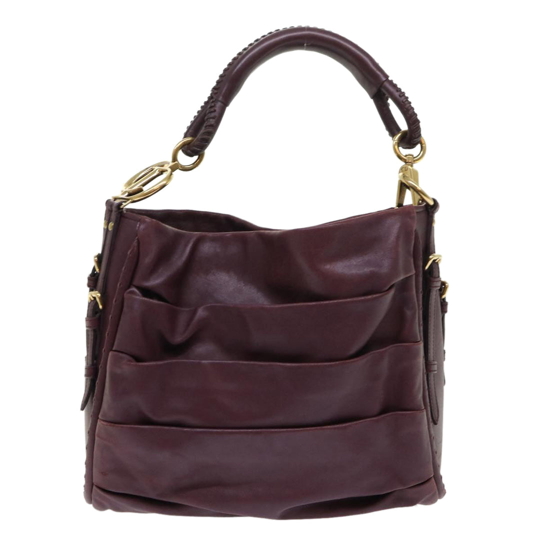 CHRISTIAN Top quality Dior Hobo Shoulder Bag Leather Red 09-MA-0190 Auth am4586