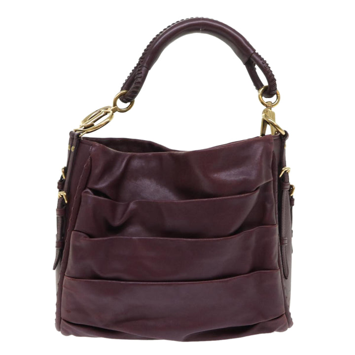 CHRISTIAN Top quality Dior Hobo Shoulder Bag Leather Red 09-MA-0190 Auth am4586