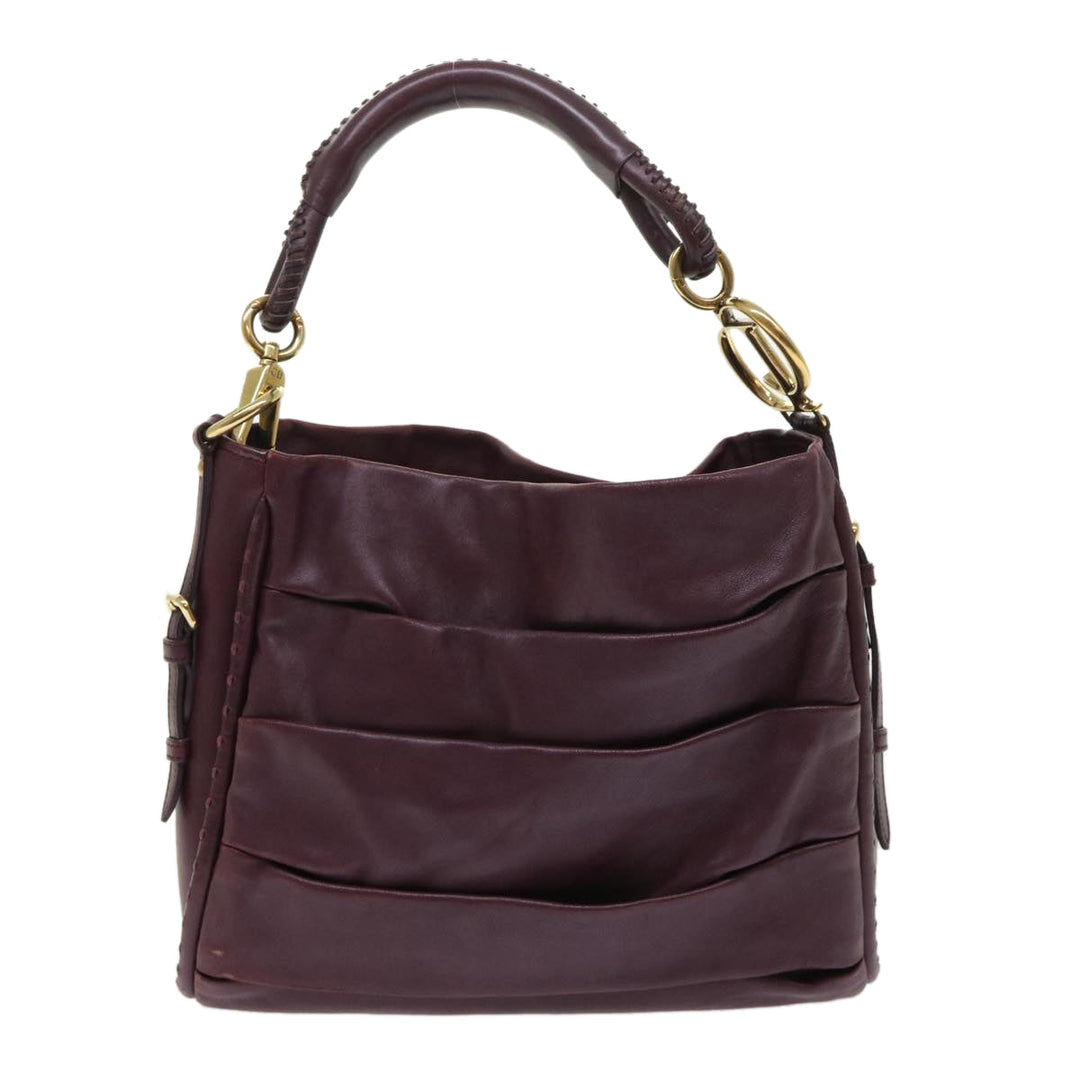 CHRISTIAN Top quality Dior Hobo Shoulder Bag Leather Red 09-MA-0190 Auth am4586