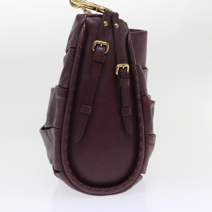 CHRISTIAN Top quality Dior Hobo Shoulder Bag Leather Red 09-MA-0190 Auth am4586