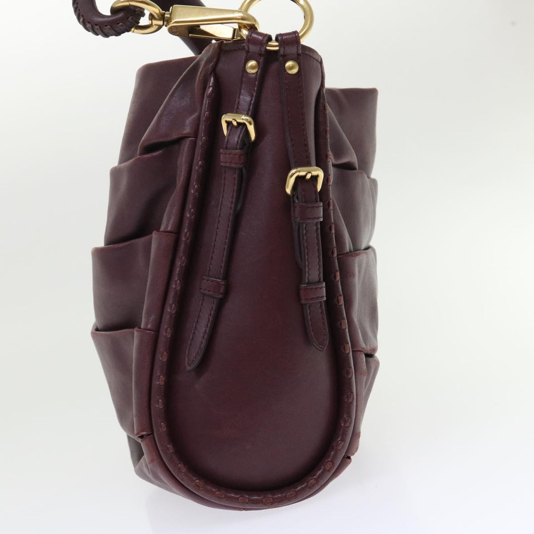 CHRISTIAN Top quality Dior Hobo Shoulder Bag Leather Red 09-MA-0190 Auth am4586