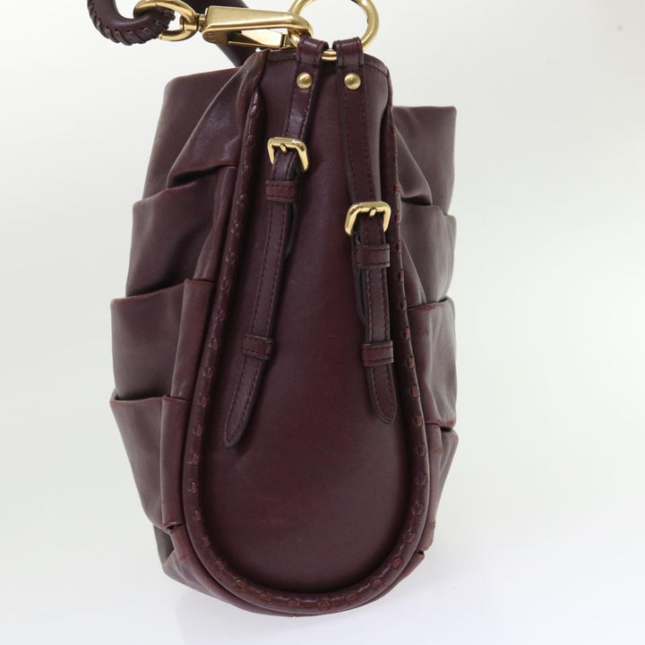CHRISTIAN Top quality Dior Hobo Shoulder Bag Leather Red 09-MA-0190 Auth am4586