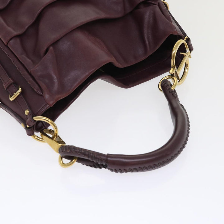 CHRISTIAN Top quality Dior Hobo Shoulder Bag Leather Red 09-MA-0190 Auth am4586