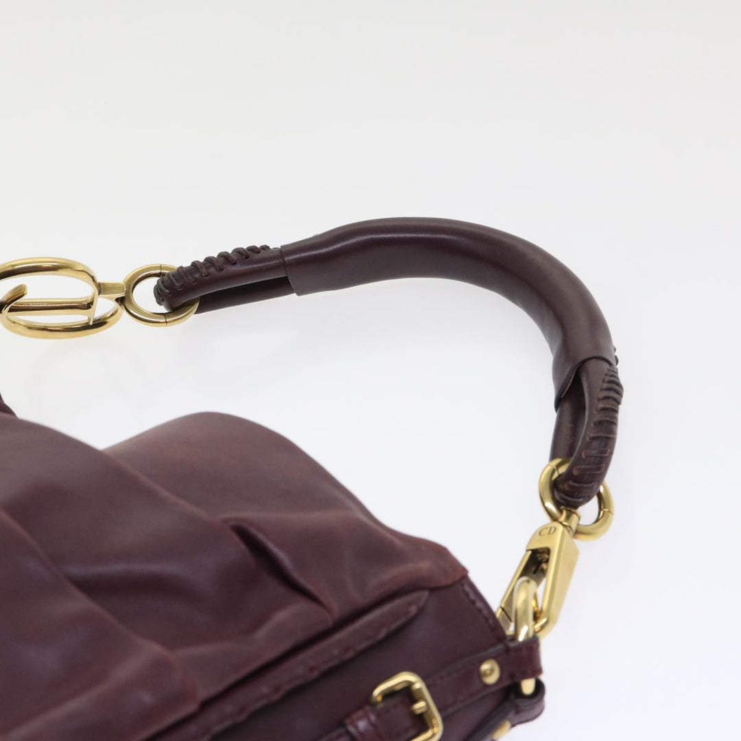 CHRISTIAN Top quality Dior Hobo Shoulder Bag Leather Red 09-MA-0190 Auth am4586