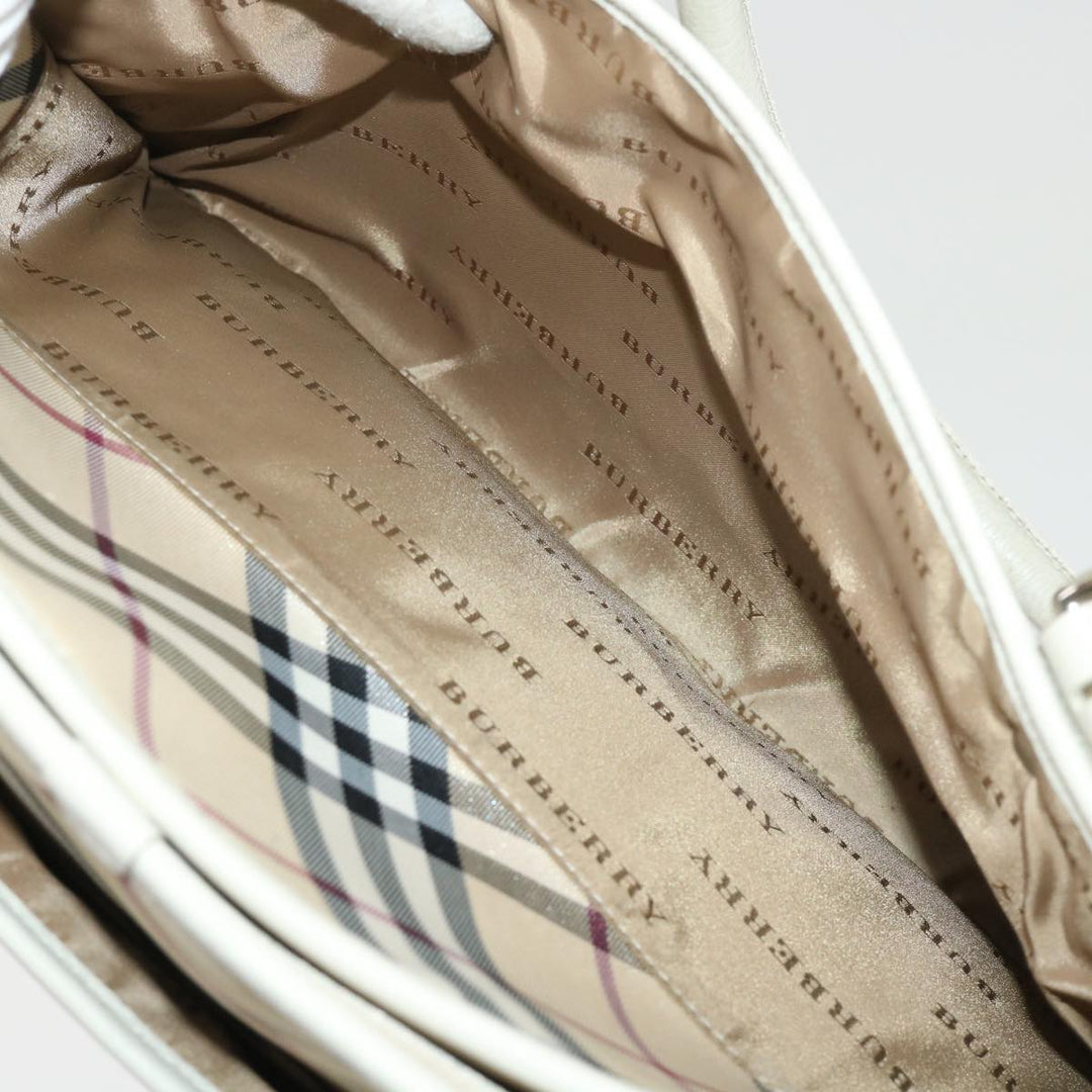 Burberry Nova Check Shoulder Bag Nylon Leather Beige Auth am4592