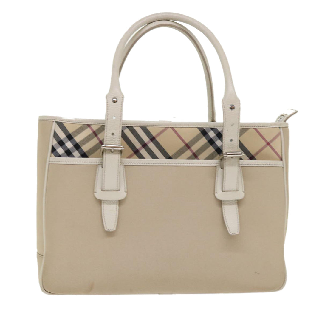 Burberry Nova Check Shoulder Bag Nylon Leather Beige Auth am4592