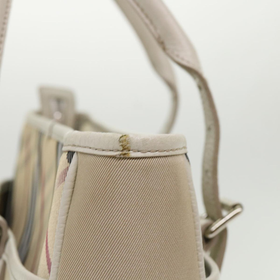 Burberry Nova Check Shoulder Bag Nylon Leather Beige Auth am4592