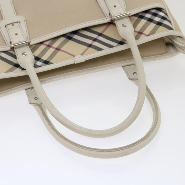 Burberry Nova Check Shoulder Bag Nylon Leather Beige Auth am4592