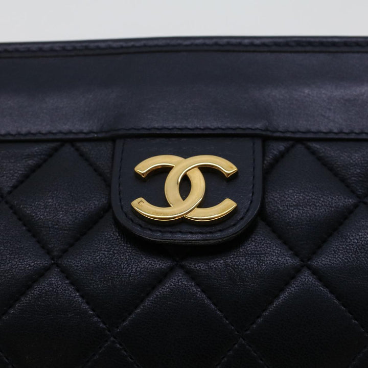 Top Quality Chanel Clutch Bag Lamb Skin Black CC Auth am4611