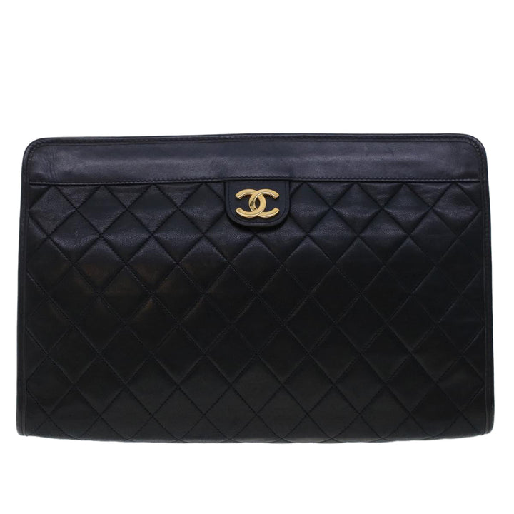 Top Quality Chanel Clutch Bag Lamb Skin Black CC Auth am4611