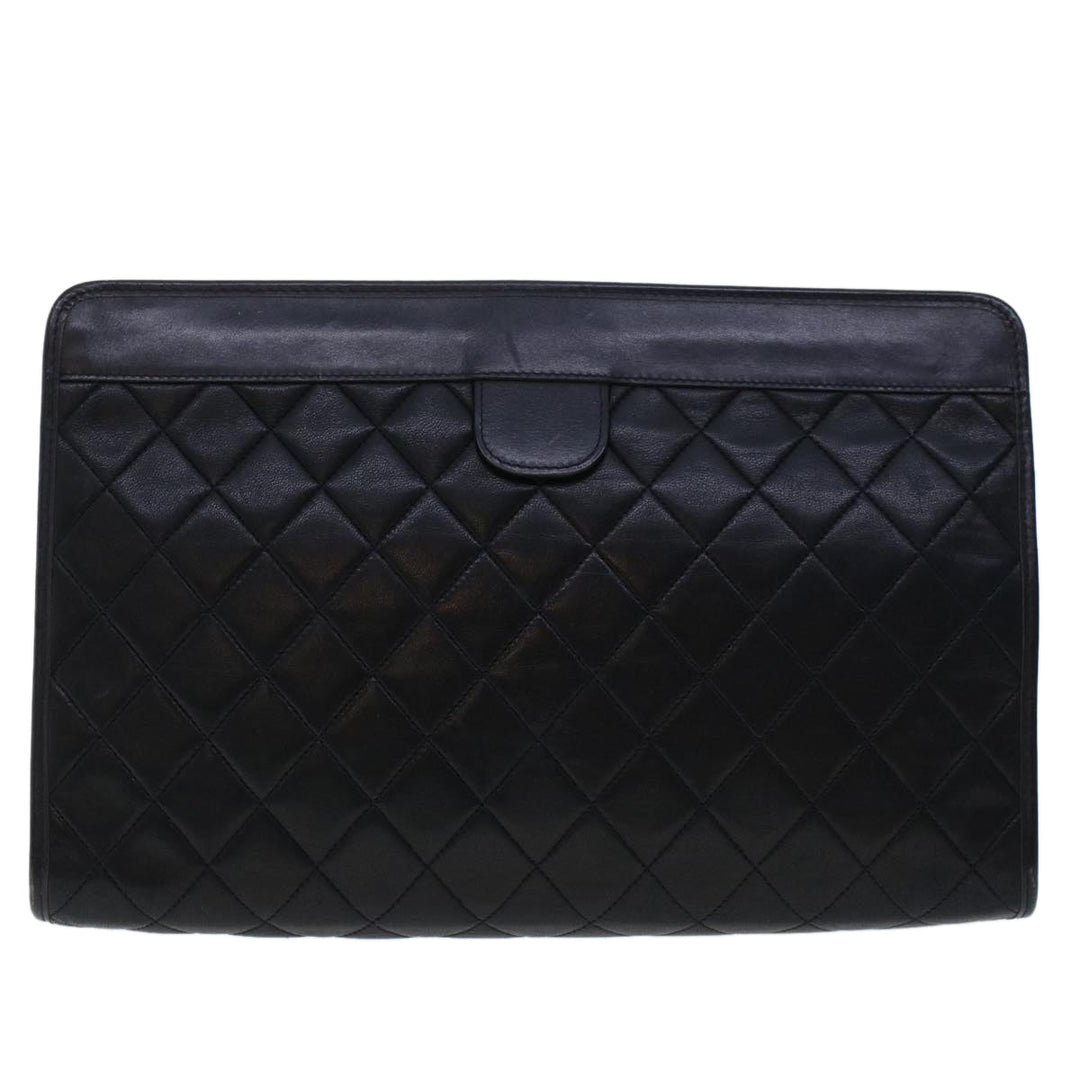 Top Quality Chanel Clutch Bag Lamb Skin Black CC Auth am4611