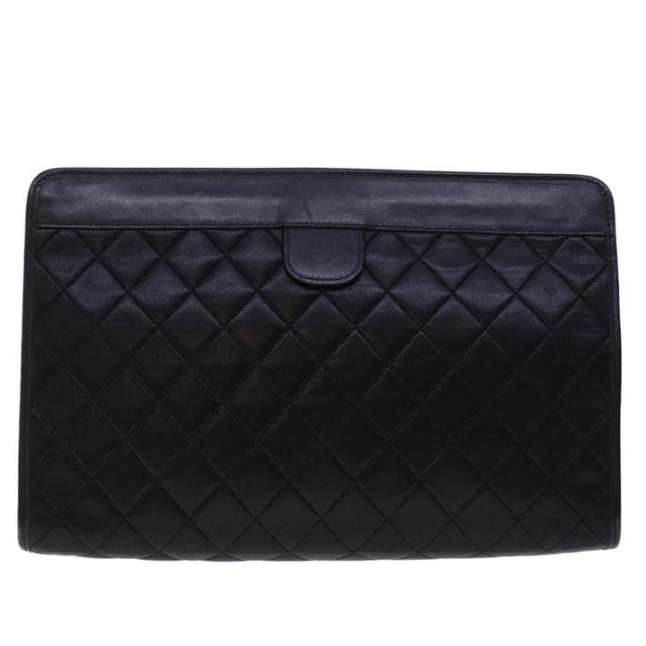 Top Quality Chanel Clutch Bag Lamb Skin Black CC Auth am4611