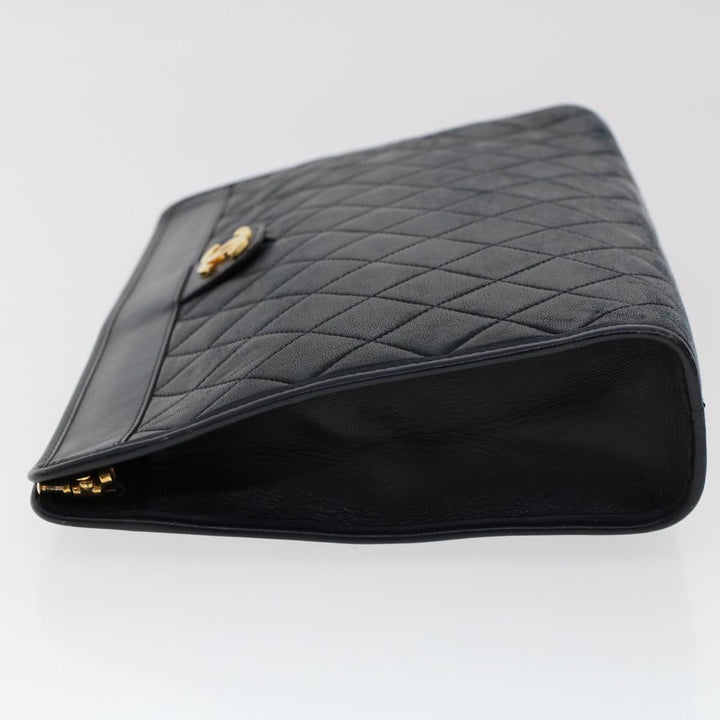 Top Quality Chanel Clutch Bag Lamb Skin Black CC Auth am4611