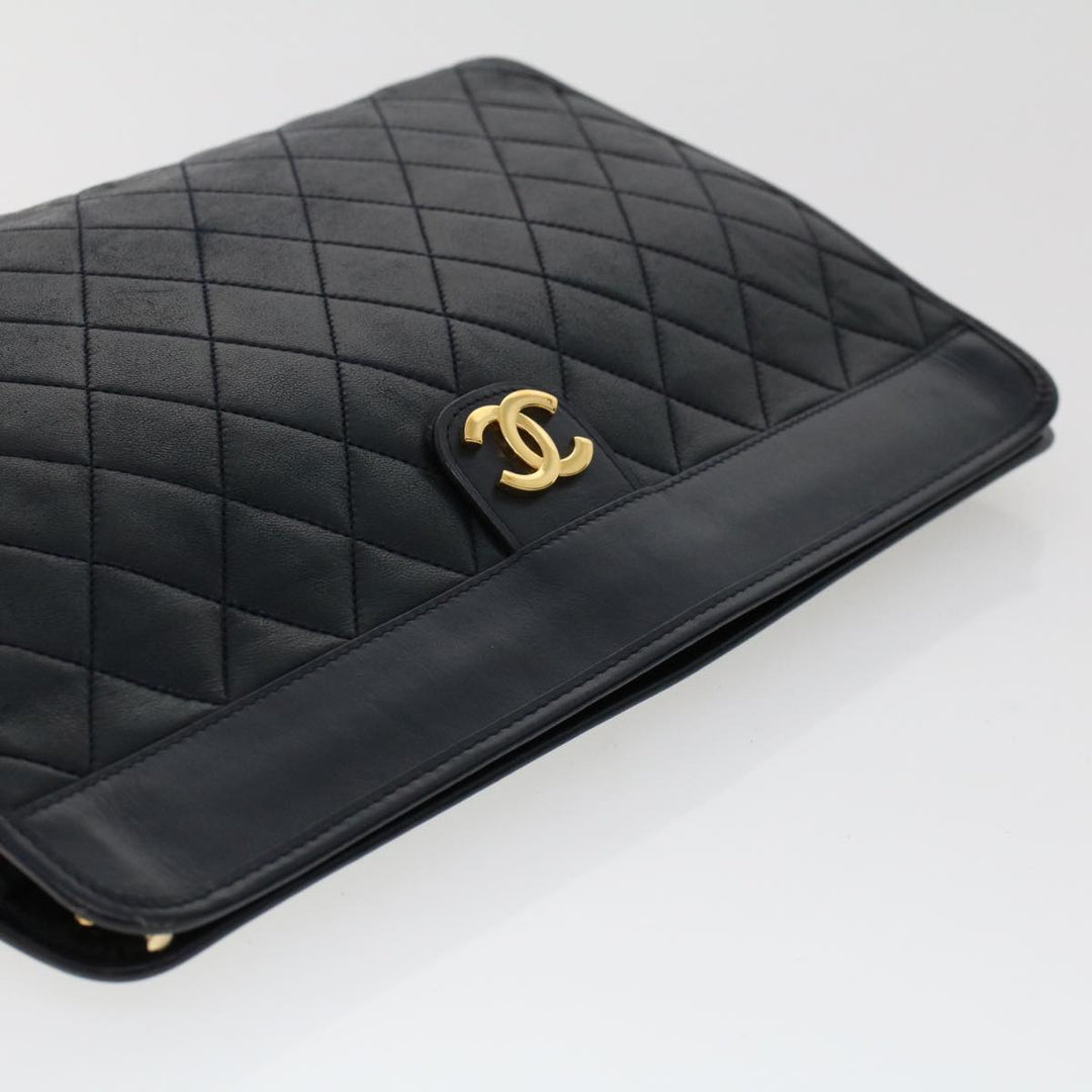 Top Quality Chanel Clutch Bag Lamb Skin Black CC Auth am4611