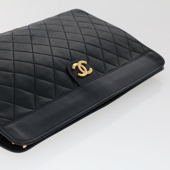 Top Quality Chanel Clutch Bag Lamb Skin Black CC Auth am4611