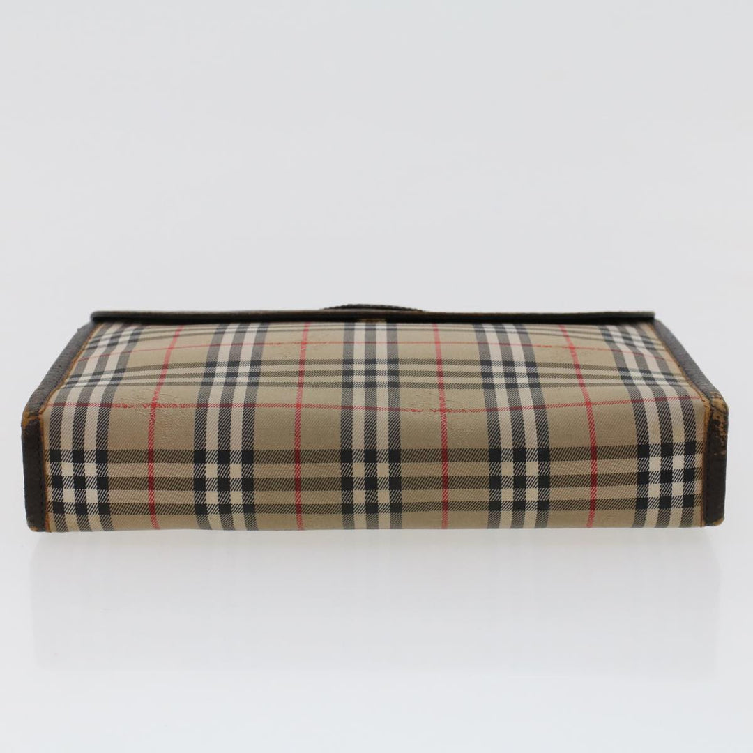 BurberrySs Nova Check Clutch Bag Nylon Leather Beige Auth am4674