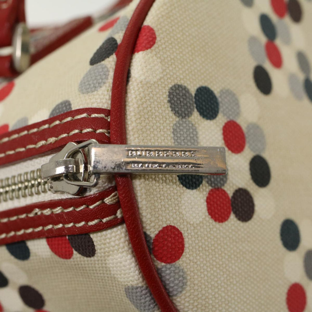 Burberry Blue Label Hand Bag Nylon Leather Beige Auth am4676