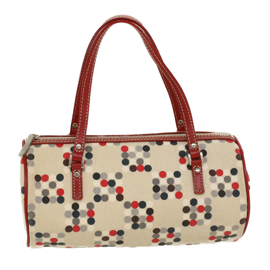 Burberry Blue Label Hand Bag Nylon Leather Beige Auth am4676
