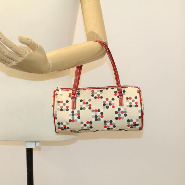 Burberry Blue Label Hand Bag Nylon Leather Beige Auth am4676