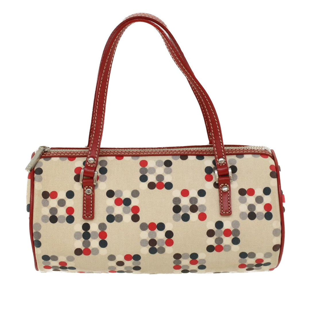 Burberry Blue Label Hand Bag Nylon Leather Beige Auth am4676
