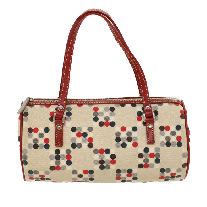 Burberry Blue Label Hand Bag Nylon Leather Beige Auth am4676