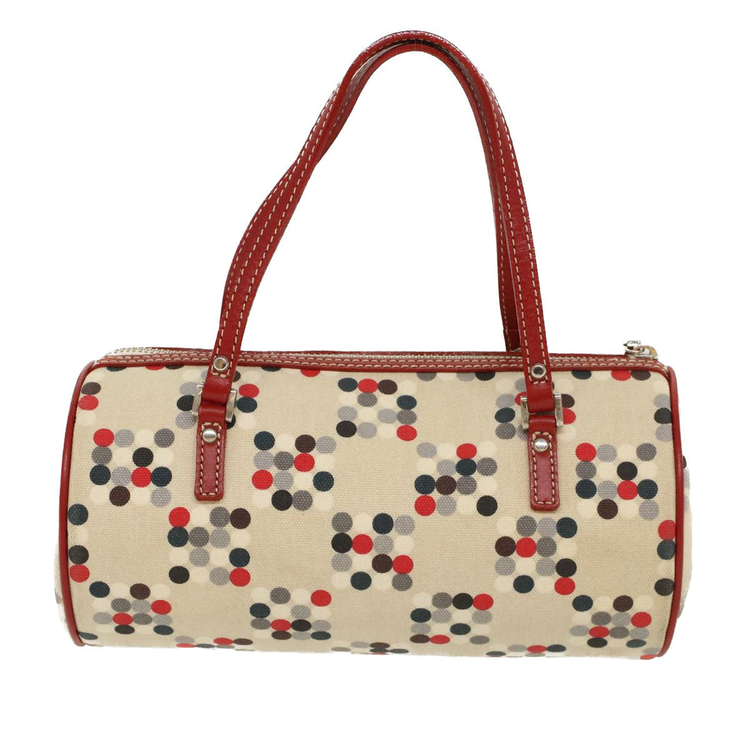 Burberry Blue Label Hand Bag Nylon Leather Beige Auth am4676