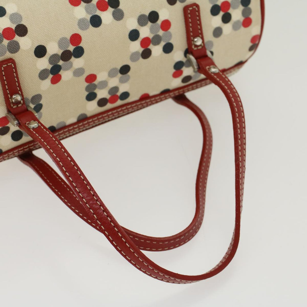 Burberry Blue Label Hand Bag Nylon Leather Beige Auth am4676