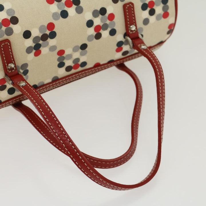 Burberry Blue Label Hand Bag Nylon Leather Beige Auth am4676