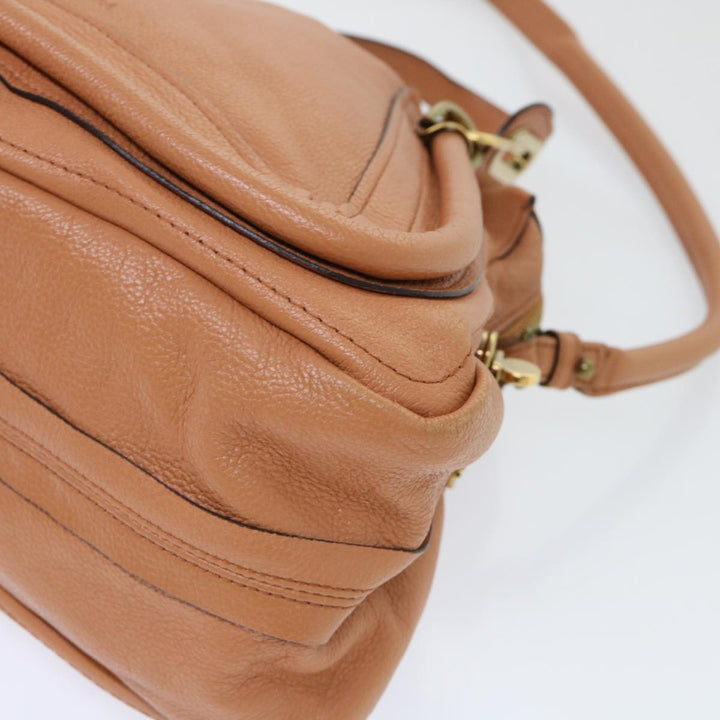 Chloe Paraty Hand Bag Leather 2way Brown 02-11-50 am4850