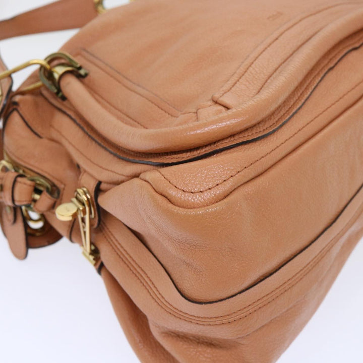 Chloe Paraty Hand Bag Leather 2way Brown 02-11-50 am4850