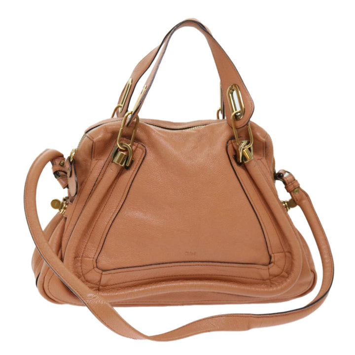 Chloe Paraty Hand Bag Leather 2way Brown 02-11-50 am4850