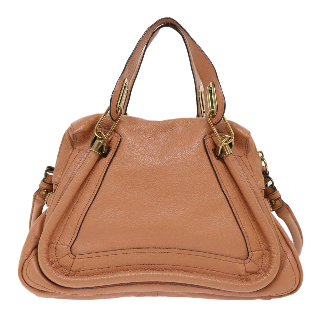 Chloe Paraty Hand Bag Leather 2way Brown 02-11-50 am4850