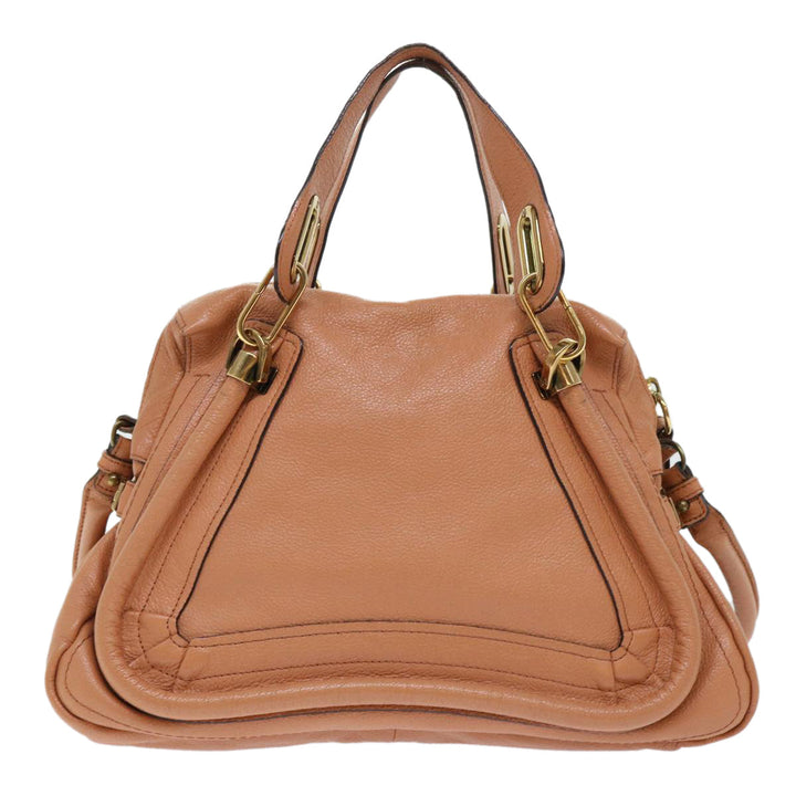 Chloe Paraty Hand Bag Leather 2way Brown 02-11-50 am4850