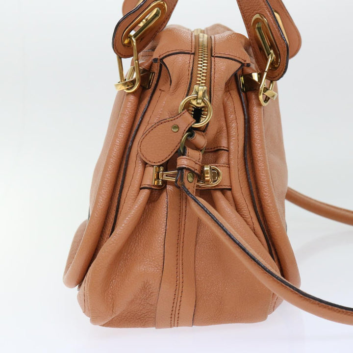 Chloe Paraty Hand Bag Leather 2way Brown 02-11-50 am4850