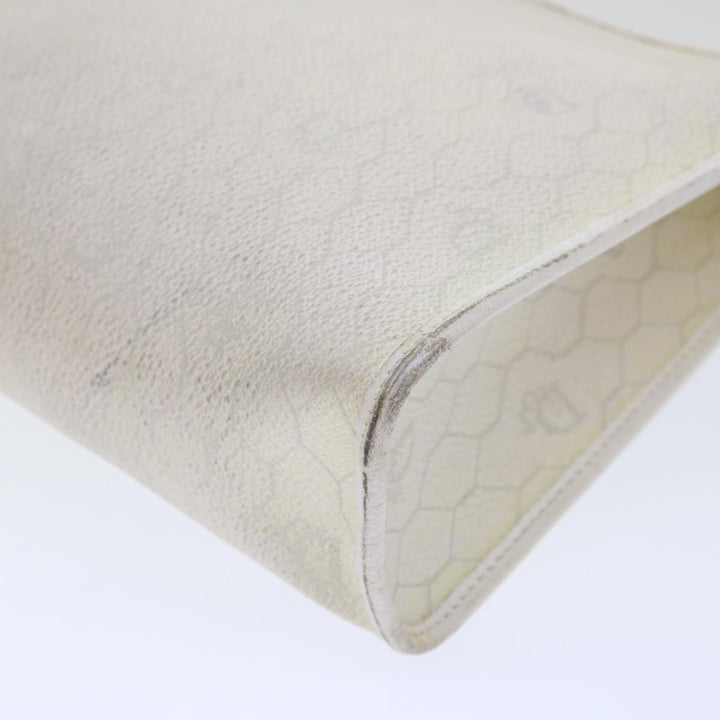 CHRISTIAN Top quality Dior Honeycomb Canvas Clutch Bag White Auth am4852