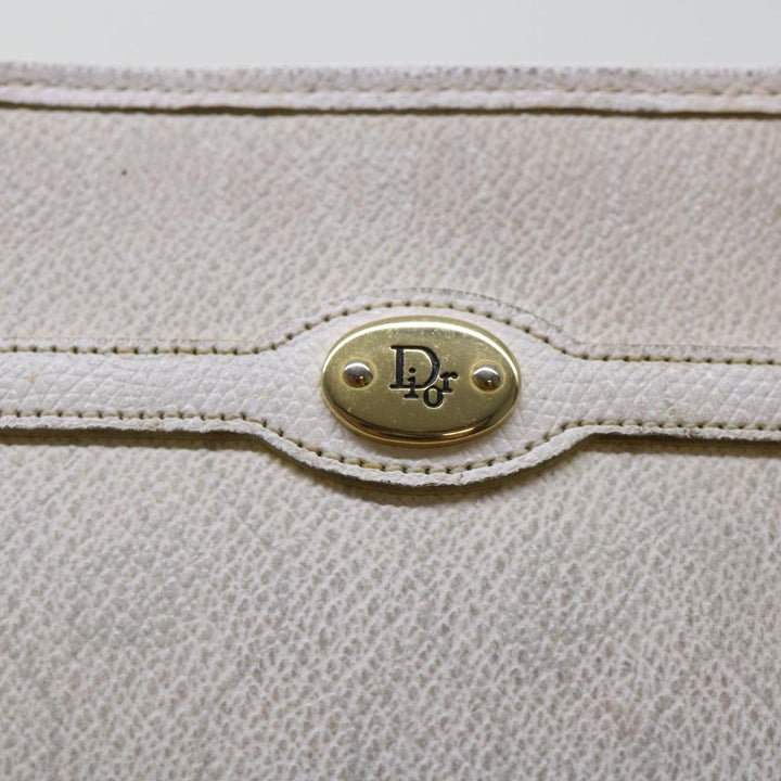 CHRISTIAN Top quality Dior Honeycomb Canvas Clutch Bag White Auth am4852
