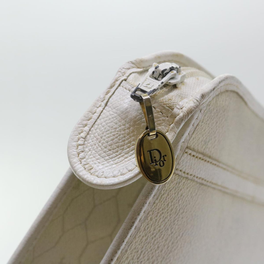 CHRISTIAN Top quality Dior Honeycomb Canvas Clutch Bag White Auth am4852