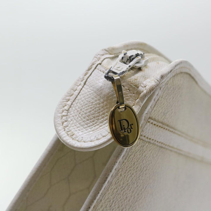 CHRISTIAN Top quality Dior Honeycomb Canvas Clutch Bag White Auth am4852