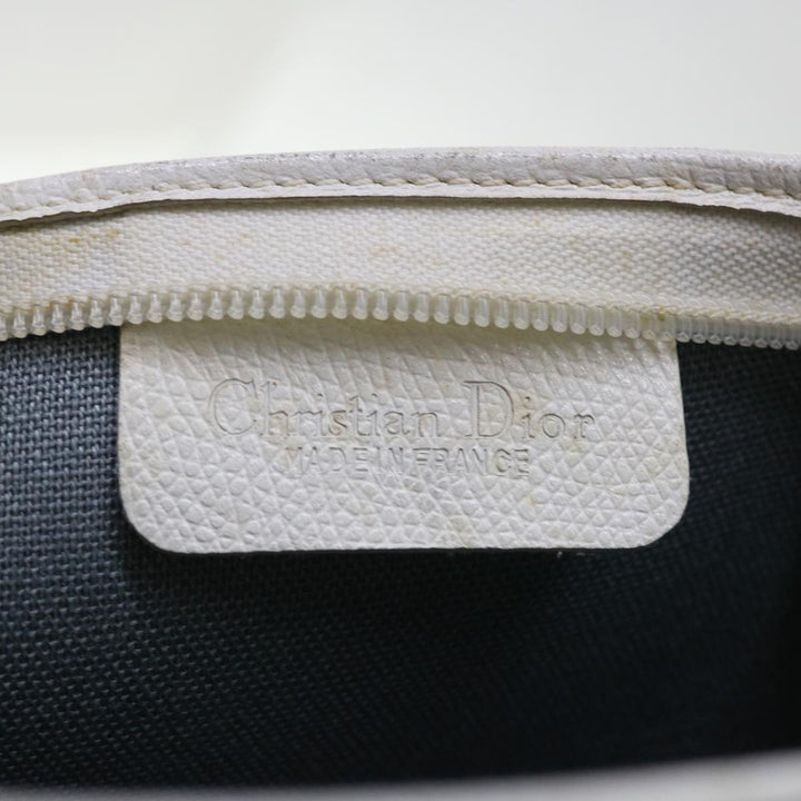 CHRISTIAN Top quality Dior Honeycomb Canvas Clutch Bag White Auth am4852
