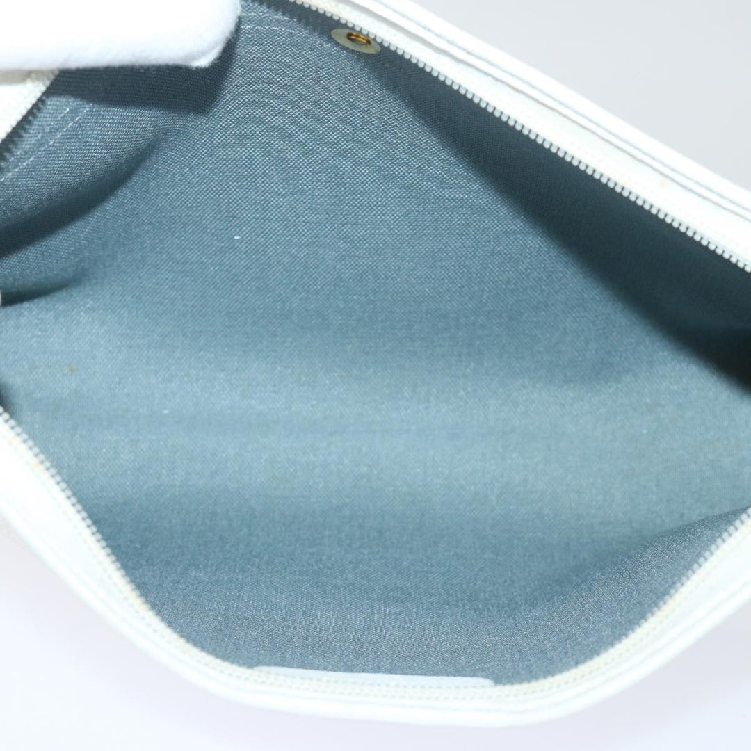 CHRISTIAN Top quality Dior Honeycomb Canvas Clutch Bag White Auth am4852
