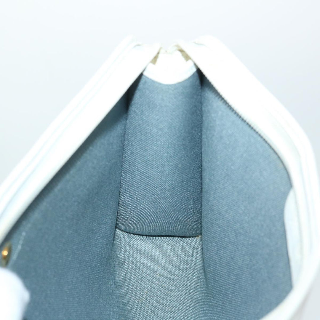 CHRISTIAN Top quality Dior Honeycomb Canvas Clutch Bag White Auth am4852
