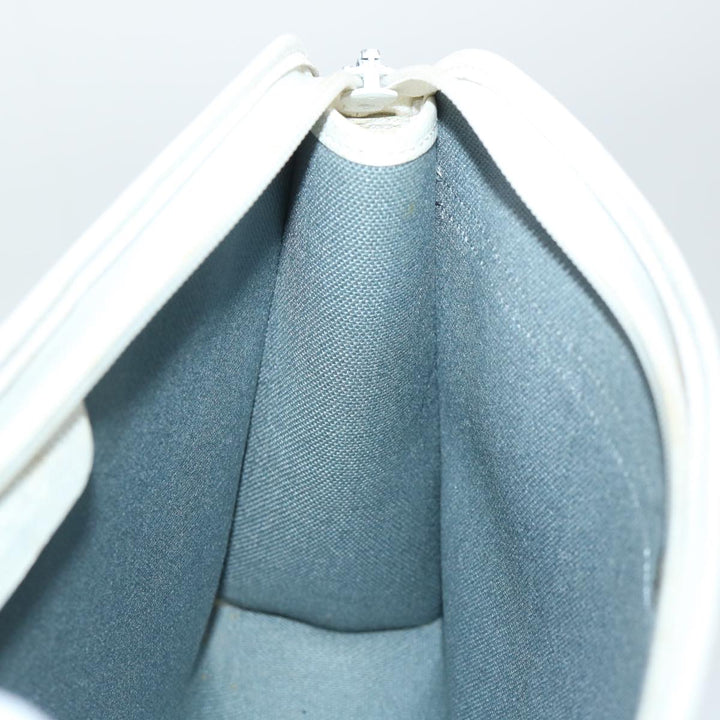 CHRISTIAN Top quality Dior Honeycomb Canvas Clutch Bag White Auth am4852
