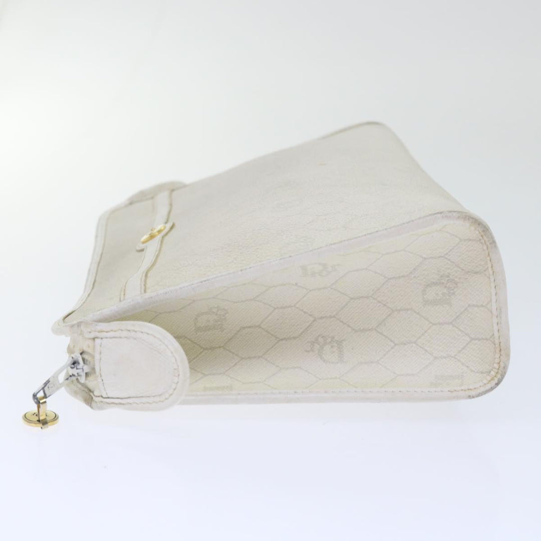 CHRISTIAN Top quality Dior Honeycomb Canvas Clutch Bag White Auth am4852
