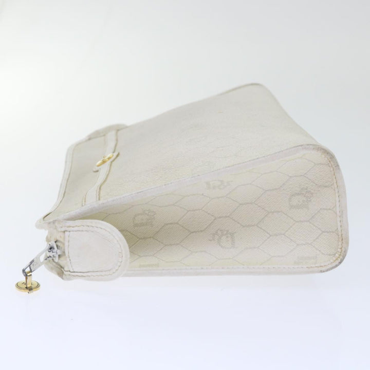 CHRISTIAN Top quality Dior Honeycomb Canvas Clutch Bag White Auth am4852