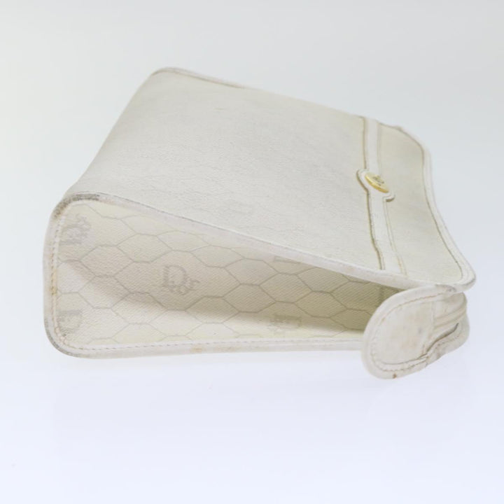 CHRISTIAN Top quality Dior Honeycomb Canvas Clutch Bag White Auth am4852