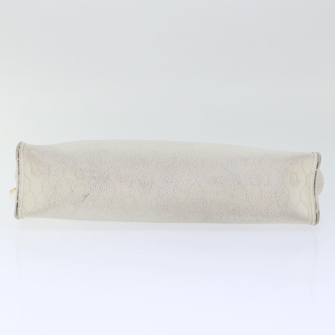 CHRISTIAN Top quality Dior Honeycomb Canvas Clutch Bag White Auth am4852