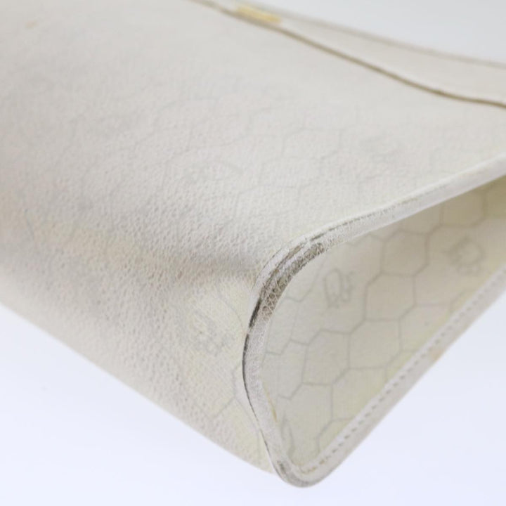 CHRISTIAN Top quality Dior Honeycomb Canvas Clutch Bag White Auth am4852
